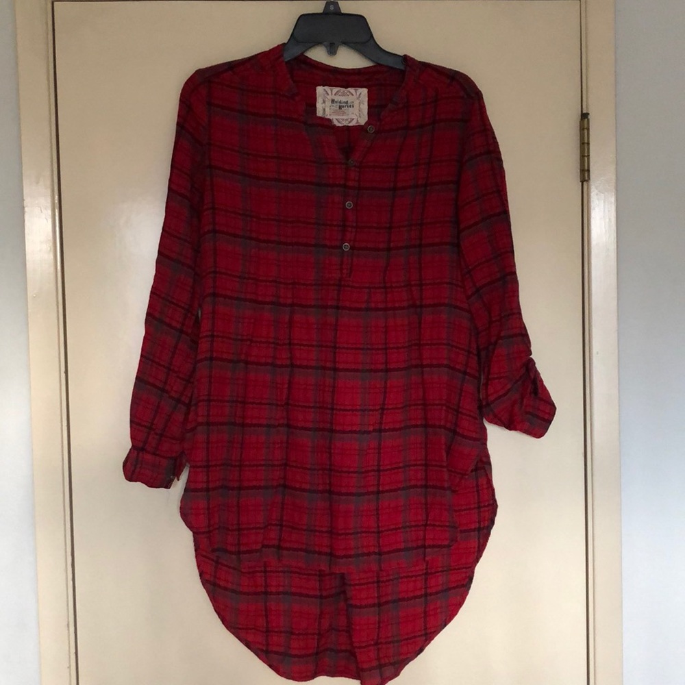 Anthropologie Holding Horses red plaid tunic